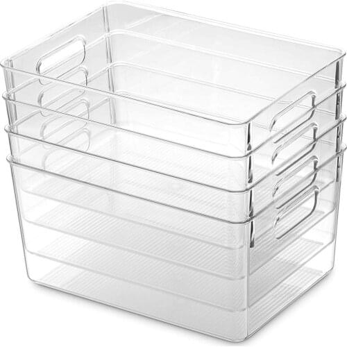 Kitchen Food Storage Organizer Household Clear Pantry Plastic Containers Box For Countertops Cabinets Refrigerator Freezer