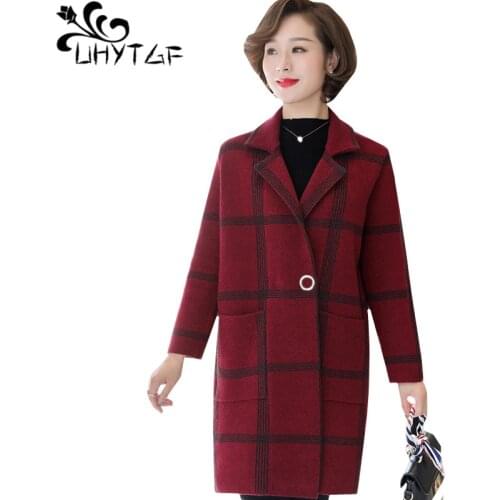 UHYTGF Casual noble spring autumn Jacket women High quality thin sweater coats Loose 4XL plus size windbreaker jacket female 700