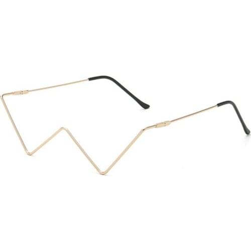 Fashion New Style Diamond-studded Metal W-shaped Minimalist Cold Glasses Decoration Half-frame Street Shooting Glasses Frame