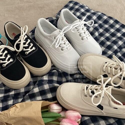 YSHUNIJ 2021 New Thick-bottomed Bread Big Head Shoes Cow Canvas Shoes Womens Hoe Shoes