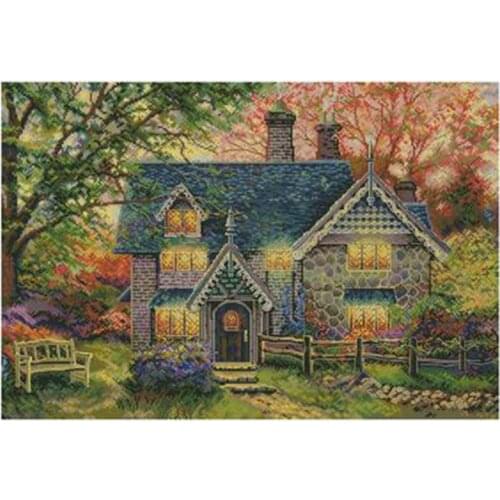 Autumn garden house patterns Counted Cross Stitch 11CT 14CT 18CT DIY Cross Stitch Kits Embroidery Needlework Sets home decor