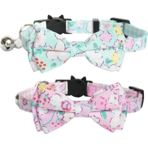 Breakaway Cat Collar Flower with Bell and Bow Tie Charm Collars Adjustable Safety Kitty Kitten Puppy Collars