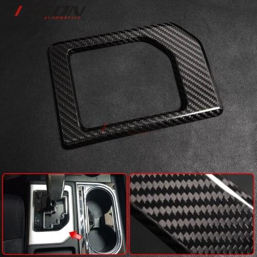1x For Toyota Tundra 2014-2019 Real Carbon Fiber Car Front Central Console Gear Shift Knob Panel Frame Trim LHD