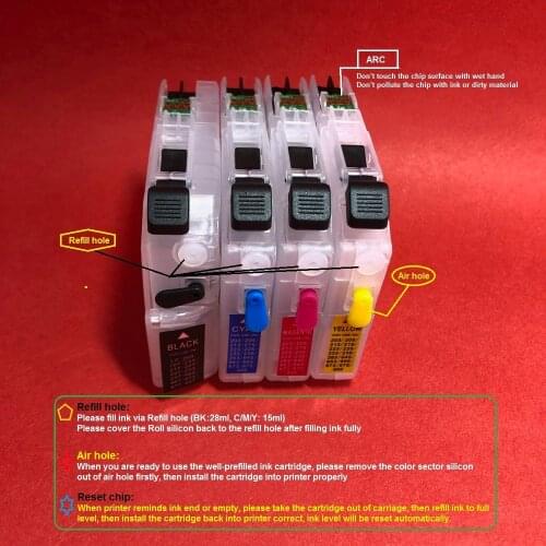 YOTAT Refillable ink cartridge LC207 LC205 for Brother MFC-J4320DW MFC-J4420DW MFC-J4620DW MFC-J5520DW MFC-J5620DW MFC-J5720DW