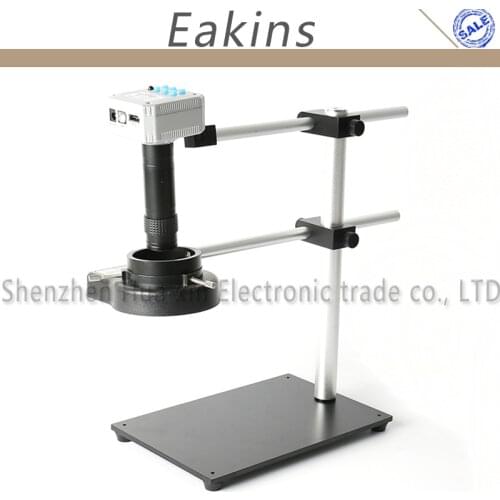 20MP Industry USB HDMI Video Microscope Camera Adjustable Dual Rotatable Boom Stand Holder+144 LED Light+1X-100X C-mount Lens