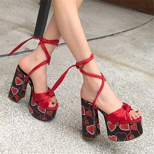 PXELENA Harajuku Women Punk Rock Gothic Gladiator Sandals Cross tied Chunky Block High Heels Platform Cosplay Shoes Plus Size 43