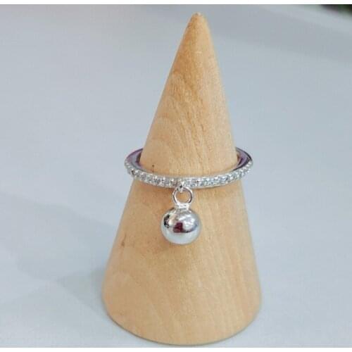 Womens Fashion Silver Color Open Round Beads Pendant Ring Cocktail Party White Zircon Girls Ring Wedding Jewelry Lovers Gifts