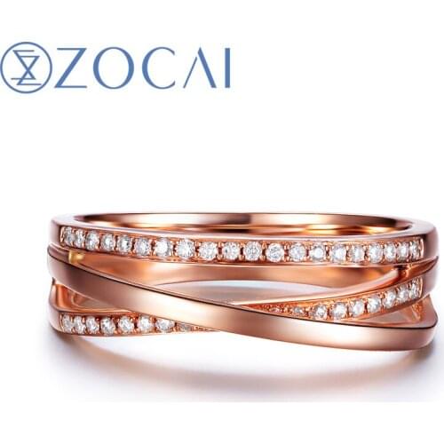 ZOCAI Brand Ring 100% natural diamond 0.16 ct in total 18K rose gold diamond wedding women ring fine jewelry W00834