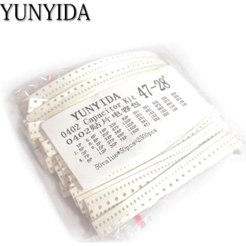0402 SMD Ceramic Capacitor Assorted Kit 1pF~10uF 50values*50pcs=2500pcs Chip Ceramic Capacitor Samples ki