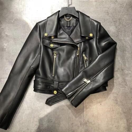2021 Woman Coats Natural 100% Sheepskin Leather Female Jackets Motorcycle Leather Clothing Real Sheepskin Leather H35