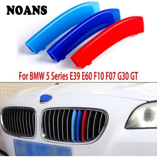3pcs Motorsport Power M Sport Performance For BMW G30 E60 E39 F10 F07 5 Series GT GT5 Front Grille Trim Strips Cover Stickers