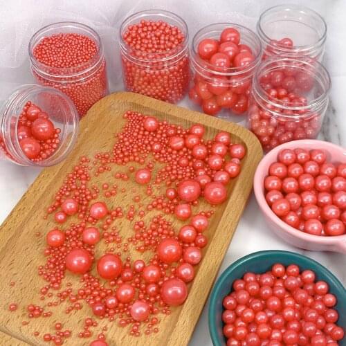 500g Edible Red Beads Pearl Sugar Ball Fondant Cake Baking Sprinkles Sugar Candy Ball Cake Decoration Colorful Sugar Sprinkles