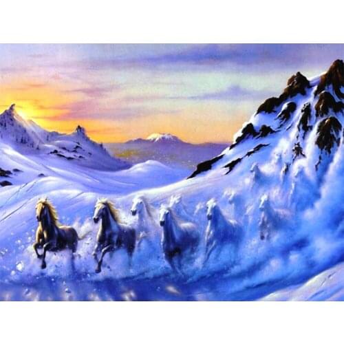 5D DIY Home Decor Diamond Painting Animal Galloping Horses Full Square/Round Diamond Embroidery Cross Stitch Mosaic Rhinestones