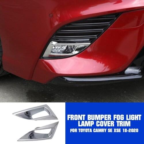 ABS Carbon Fiber Front bumper Fog Light Lamp Cover Trim For Toyota Camry 2018-2019 Black Chromium Styling Stickers Plastic New