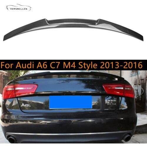 M4/V Style Rear Spoiler Real Carbon Fiber Spoiler For Audi 4-Door A6 C7 Sedan Rear Trunk Boot Spoiler 2013-2016
