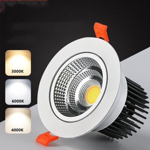 3000K 4000K 6000K 3-Color Conversion LED COB Downlight 5W 7W 9W Ceiling Spot Light 12W 15W 18W 20W Home Decorative Lighting