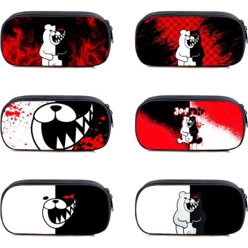 Danganronpa Pencil Case 3D Anime Make Up Box Danganronpa Monokuma Cosmetic Case Zipper Storage School Supplies Beauty Case