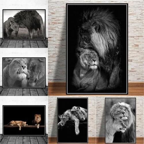Black And White African Lion Photo Nordic Poster And Prints Wild Animal Canvas Wall Art Decorative Painting For Living Room