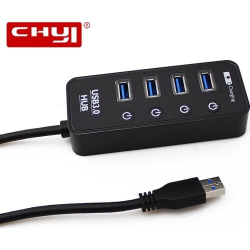 CHYI USB Hub 3.0 4 Ports High Speed Splitter Mini Portable LED On-Off Switch Adapter PC Computer Accessories For Laptop Desktop