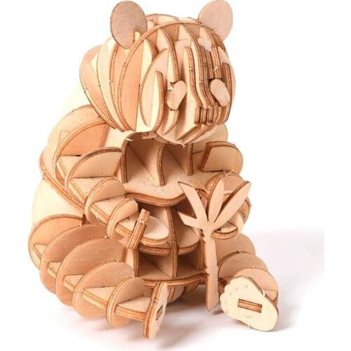 3D Wooden Puzzle Toy Assembly Model DIY Animal Panda Toys Puzzles Wood Craft Kits Desk Decoration for Children Kid Gift