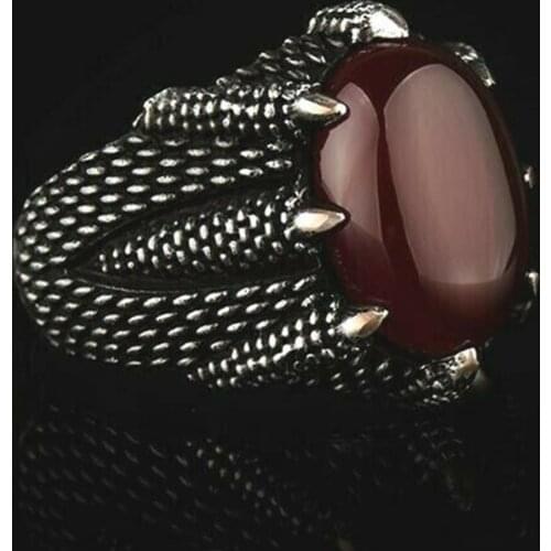 925 sterling silver Turkish handmade jewelry agate stone mens ring all size