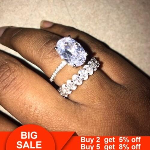Handmade Lovers Promise ring 925 Sterling silver Oval AAAAA cz Engagement Wedding Band Rings for women Bridal sets Jewelry