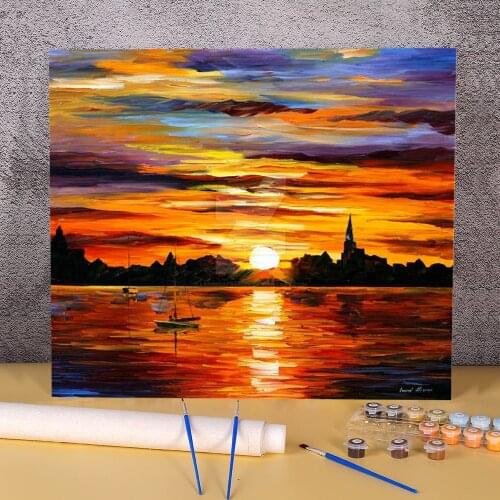 Corsica Sunset DIY Painting By Numbers Set Acrylic Paints 40*50 Oil Painting Wall Paintings Crafts Adults Wholesale
