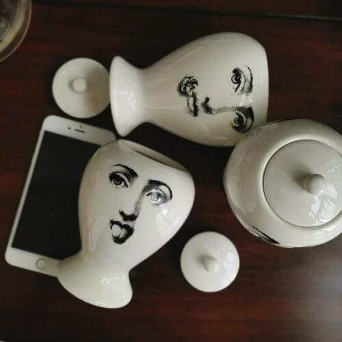 Creative Ceramic Storage Jar Kitchen Food Container Candy Jar Small Vase Living Room Desktop Decorative Accessories