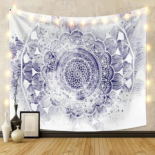 Lavender Mandala Flower Printing Tapestry Vintage Exotic Summer Plant Nature Frame for Bedroom Photography Wall Decor