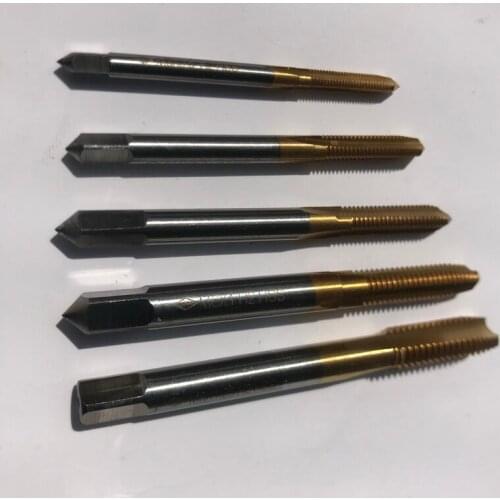 Free shipping of 5PCS HSS6542 made 5PCS Machine taps screw taps TIN coating M3 M4 M5 M6 M8 for steel aluminum processing