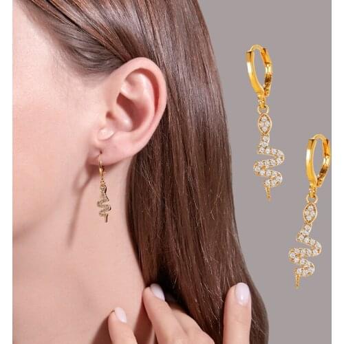 Fashion exaggerated full snake shape women metal long earrings