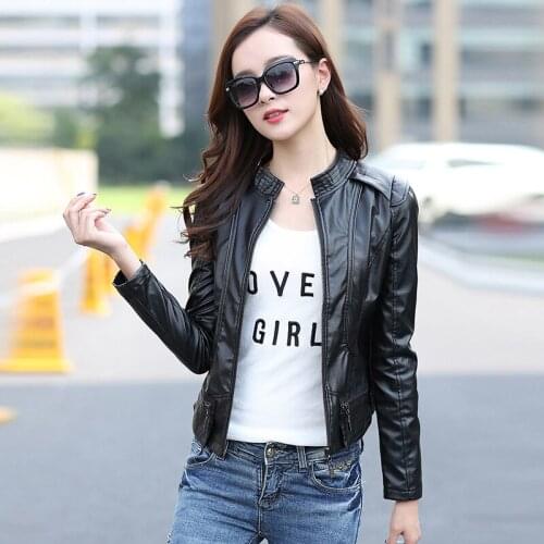 Fashion Mandarin Collar Womens Jackets Leather Clothing Slim Motorcycle Leather Jacket Women Outerwear Coats LW487