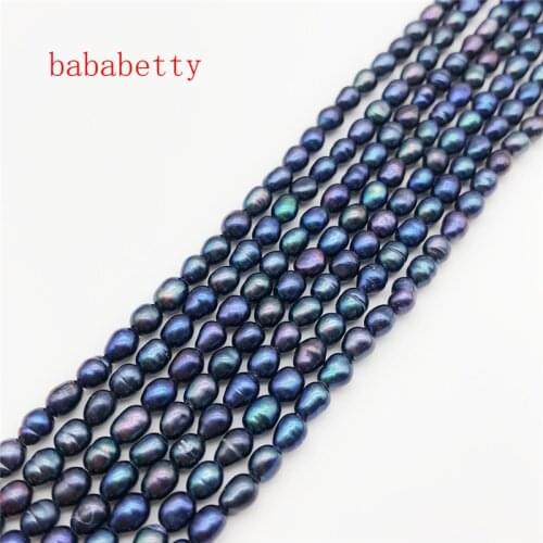 Wholesale 2PCS freshwater black pearl 3x4mm loose beads 35CM