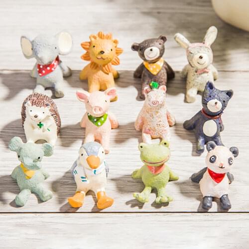 Resin Animals Decoration Imitate Sitting Bear Elephant Bear Frog Figurines Bedroom Office Desktop Miniatures Decor for Children
