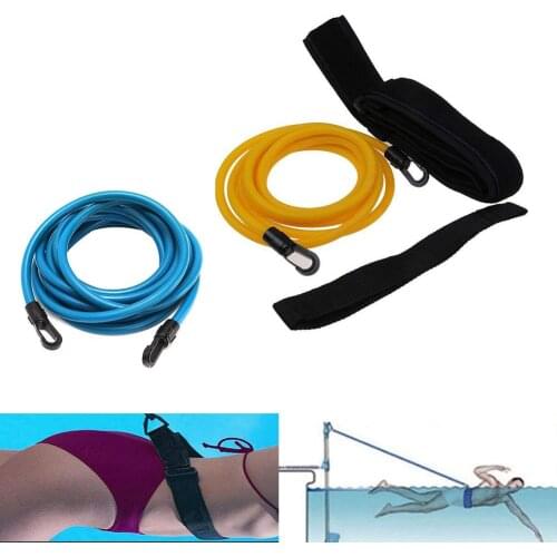 Adjustable Swim Training Resistance Elastic Belt Swimming Exerciser Safety Rope Latex Tubes Swimming Equipment