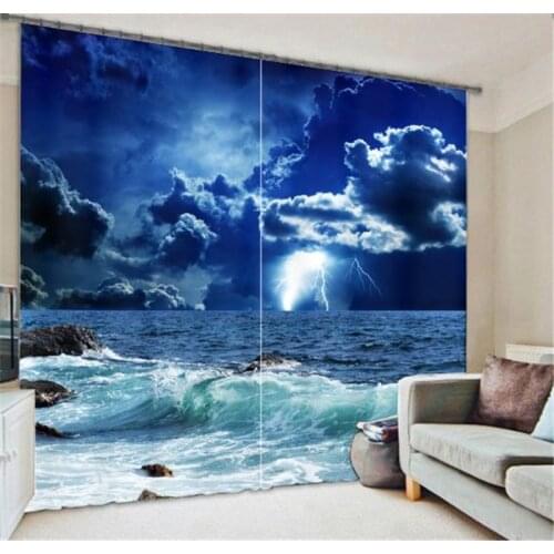 Blue star curtains landscape 3D Blackout Window Curtains For Living Room Blackout curtain galaxy curtains