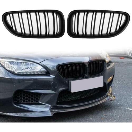 Front Bumper Hood Kidney Grille Replacement Dual Line Sport Grilles for BMW 6 Series F12 F13 F06 640I 650I 2012-2017(Matte Black