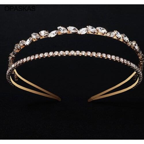 Rhinestone Inlaid Hairbands Double Row Elegant Bridal Hair Hoop Wedding Hair Accessories for Birthday Christmas Day Gift PT