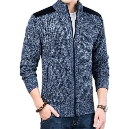 Autumn and winter sweater mens new casual fashion mens semi-high collar thick cardigan sweater coat