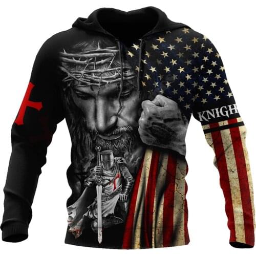 PLstar Cosmos Christian Jesus Knight templar hoodies Fashion Pullover 3D Printed Zip Hoodies/Sweatshirts women for men
