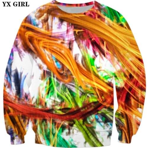 YX GIRL Brand clothing 2018 New Fashion Mens 3d sweatshirt Magic Colors Printed Crewneck Sweatshirt Casual Pullovers