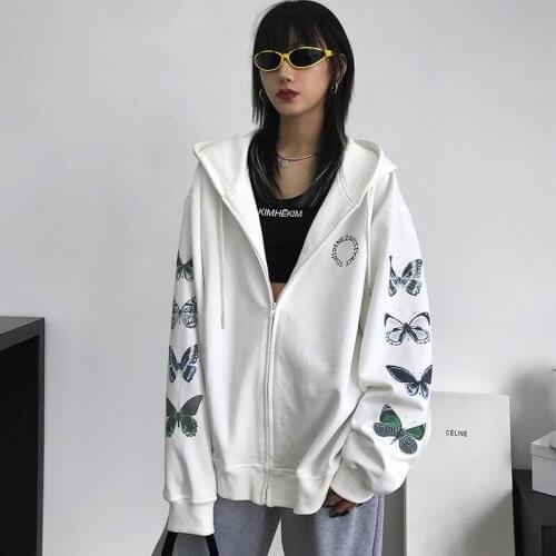 Female clothing zip hoodie Women Goth Hoodies Kawaii Jacket Vintage Long Sleeve grunge clothes Sweatshirt Y2K Women harajuku Top