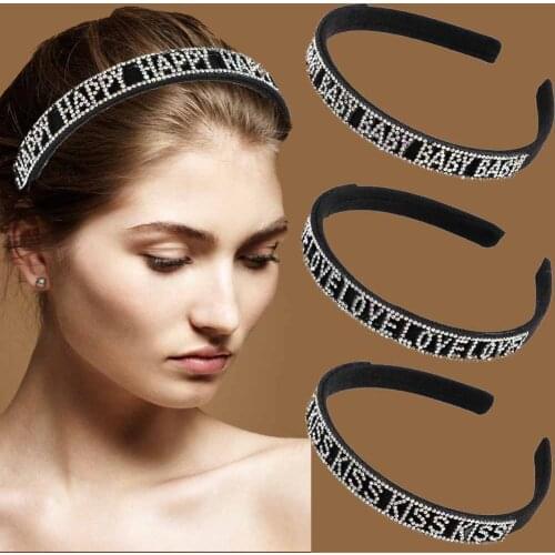 Haimeikang Rhinestone Letter Hair Hoop Hair Bands Women Fashion Headbands Bezel Headwear Hair Hoop Non-slip New Hair Accessories