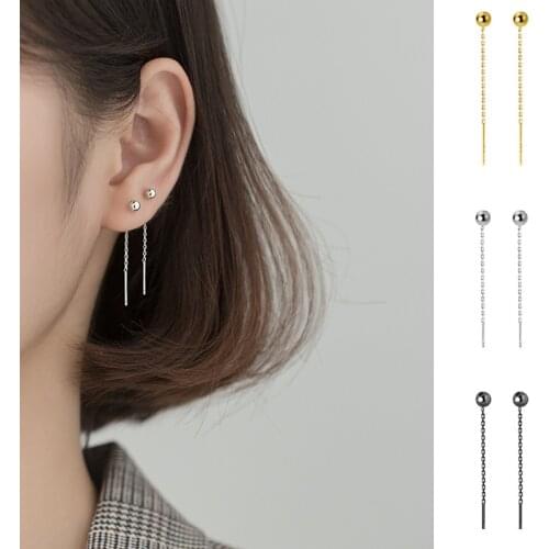 La Monada Bead Tassel Women Drop Silver Earrings 925 Sterling Silver Fine Jewelry For Women Dangle Hanging Korean Earrings Chain