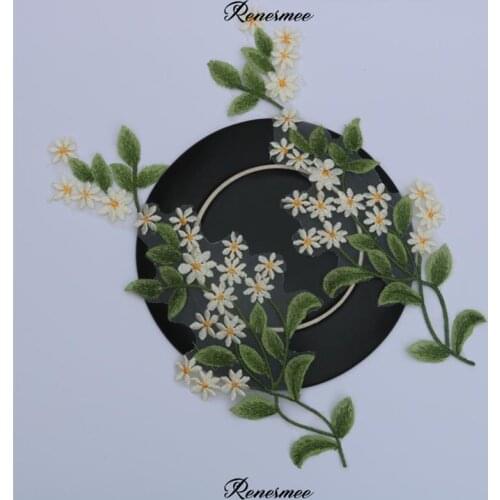 1Pair/2Pcs Forest Green Leaf Venise Lace Trim Wedding Sewing Applique Crafts Lace Fabric For Wedding Dress Decoration 35.3X13.5