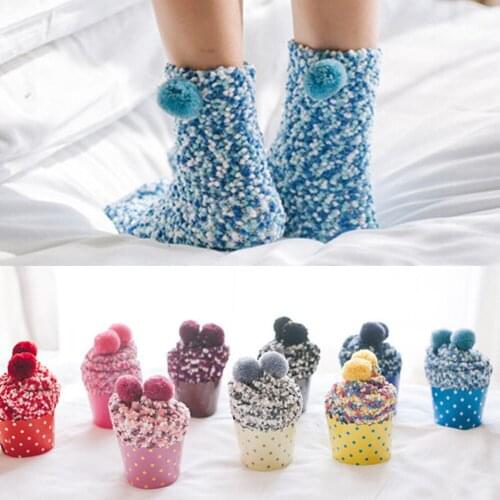 1 pair Colorful Women Girls Bed Socks Fluffy Warm Winter Kids Gift Soft Floor Home clothing accessories