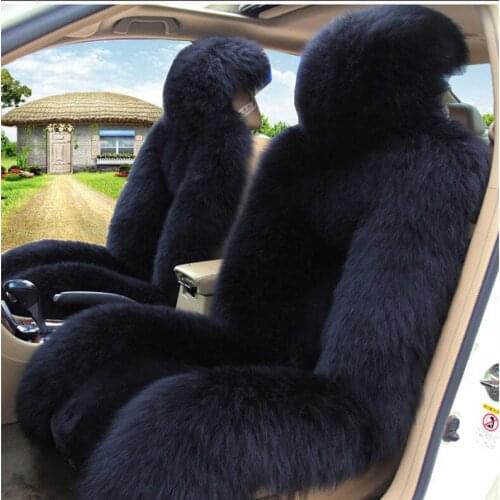 1 Pair Front Wool Car Seat Covers Cushion Sheepskin Fur Seat Cover Super Warm Universal Car Seat Cover