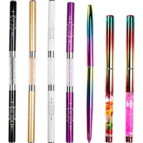 1Pc Double-ended Nail Brushes Painting Drawing Lines Crystal Acrylic UV Gel Carving Powder Nail Art Pen Manicure Tools Tc#067