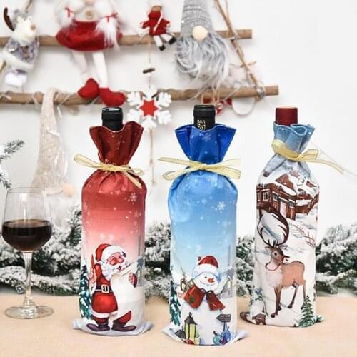 1pcs Christmas Wine Bottle Cover Anti Dust Bag Santa Claus Noel Dinner Table Decor Christmas Decorations For Home
