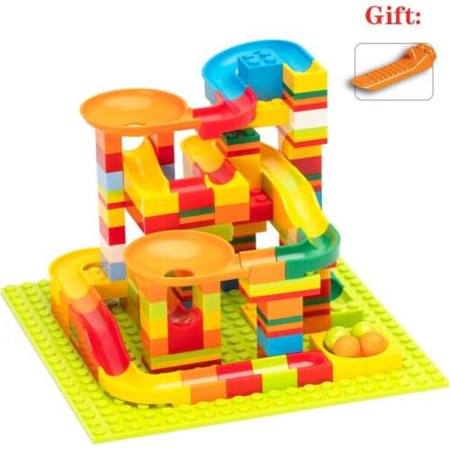 140Pcs Samll Size Marble Race Run Plastic Ball Funnel Slide Building Blocks Assemble Bricks Toys For Children Gift